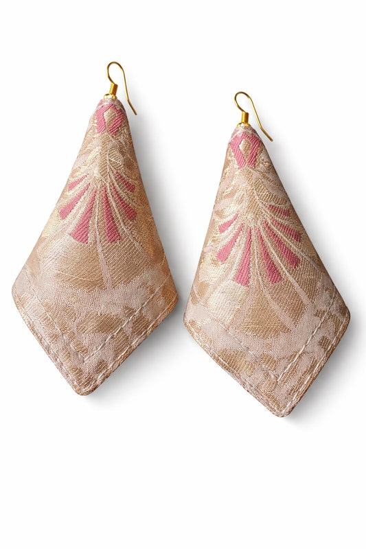 Brocade Earrings Statement, Handmade Lightweight Fabric Boho Jewelry for Women, Gift